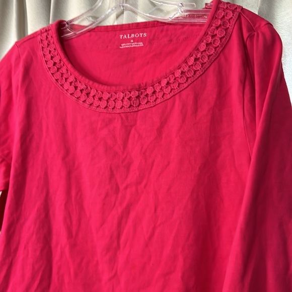 Women's Talbots Pink Long Sleeve Tee Shirt/Blouse With Threaded/Stitching - Picture 2 of 5